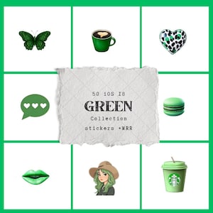 50 Green Emoji Stickers | Aesthetic iMessage & Social Media Pack | MRR