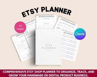 Planificador de tienda Etsy / Organizador imprimible para pequeñas empresas / Plantilla digital de Canva