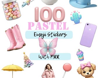 Pastel Emoji Sticker Pack Digital Download for iMessage Social Media and Journals