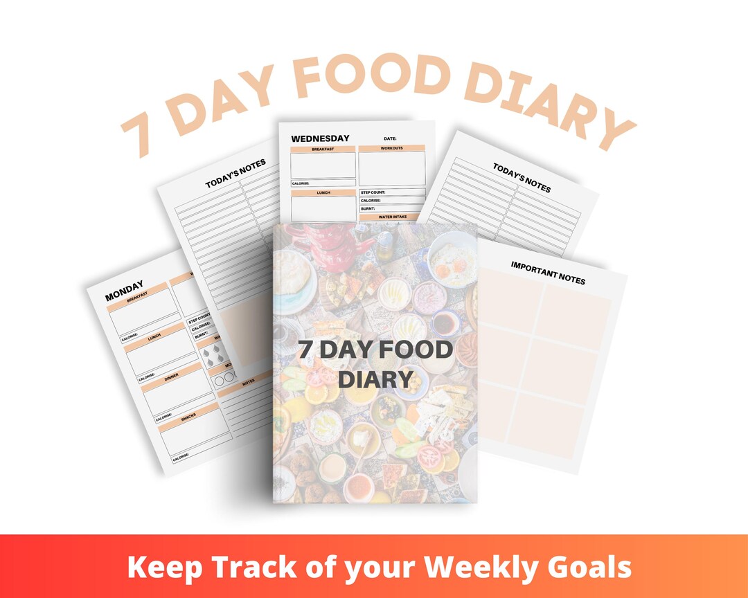 7-day Food Diary | Meal & Nutrition Tracker for Healthy Eating ...
