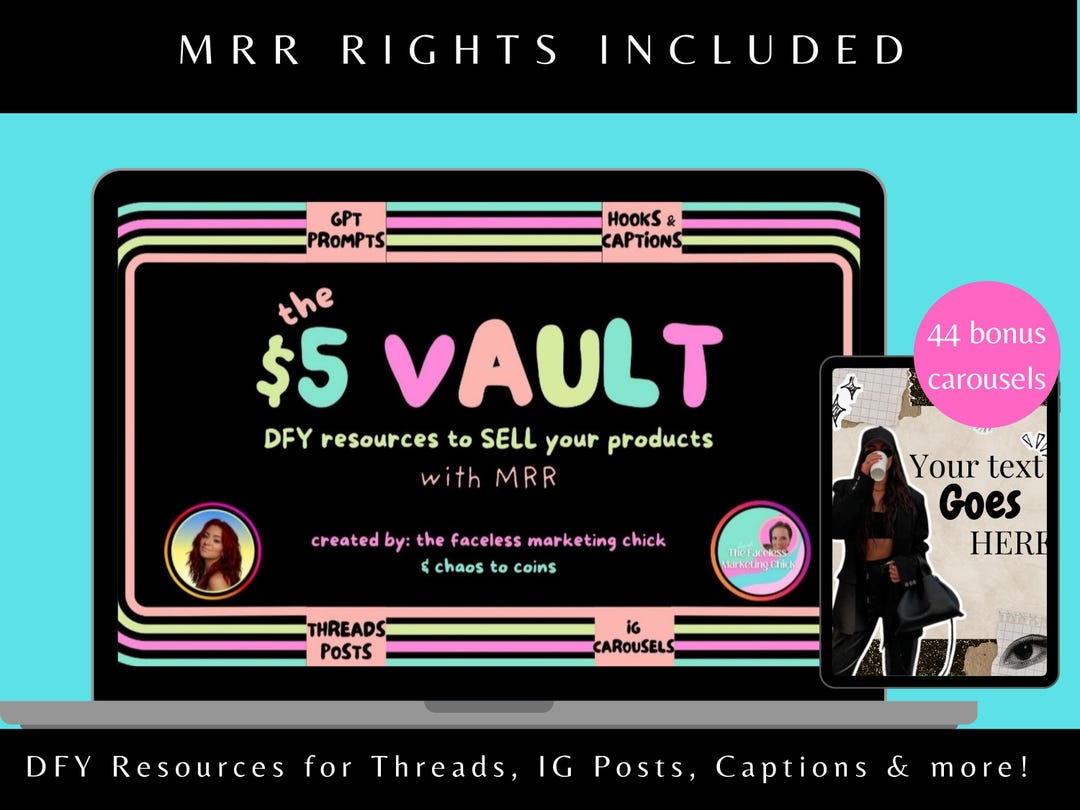 Done for You Digital Product Bundle With MRR Content Vault for Creators ...