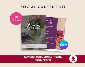 Social Media Content Kit | Viral Hooks, Captions & Posting Plan | Instagram TikTok Content Strategy | Digital Marketing Guide
