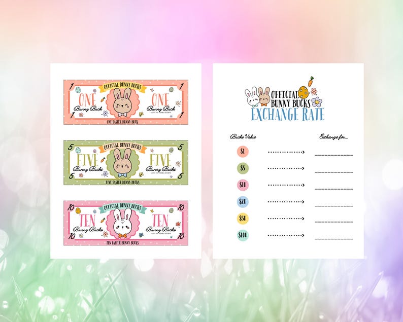 Bunny Bucks Printable Easter Play Money | Egg Hunt Rewards (PDF ...