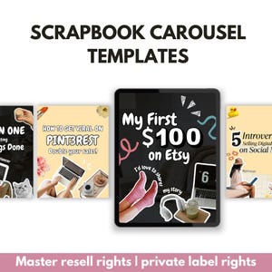 83 Karussell-Vorlagen für digitales Marketing | Scrapbook Ästhetisches Instagram Canva Bundle | Bearbeitbarer PLR für Social Media Coaches