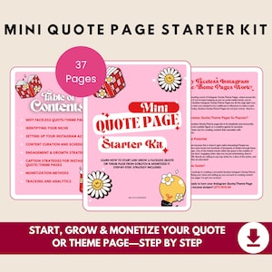 Startpaket för mini-citatsidor | Viral Instagramstrategi och bildtextmallar | Digital nedladdning