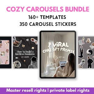 Cozy Carousel Templates for Instagram | Aesthetic Canva PLR Carousels for Faceless Marketing & Digital Growth