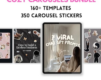 Cozy Carousel Templates for Instagram | Aesthetic Canva PLR Carousels for Faceless Marketing & Digital Growth