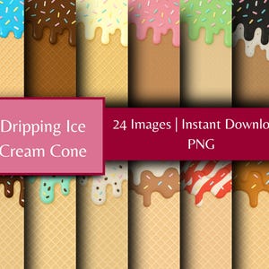 Ice Cream Drip Waffle Digital Paper – 8.5x11&quot; Seamless Background
