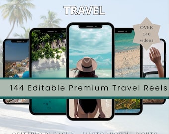 144 Editable Travel Reels | Faceless Content Vault (Digital Download)