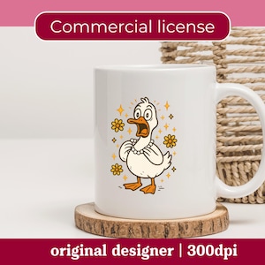 Pearl Clutching Duck SVG PNG | Funny Vintage Duck Clipart | Whimsical Goose Shock Meme for Shirt Design