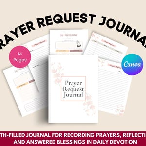 Digital Prayer Journal | Scripture Notebook | Bible Study Planner | Editable Canva Template (PLR)