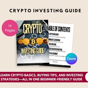 Könnte beinhalten: Ein Anfängerleitfaden für Krypto-Investitionen. Der Leitfaden trägt den Titel "CRYPTO INVESTING GUIDE" mit dem Text "LERNEN SIE DIE GRUNDLAGEN VON KRYPTO, KAUFTIPPS UND INVESTITIONSSTRATEGIEN - ALLES IN EINEM ANFÄNGERFREUNDLICHEN LEITFADEN". Der Leitfaden hat 14 Seiten.