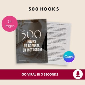 500 Hooks / Hooks virali per rulli e didascalie / Download digitale