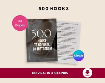 500 Hooks | Viral Hooks for Reels and Captions | Digital Download