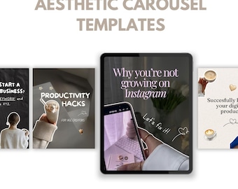 184 Aesthetic Carousel Templates | Instagram PLR Canva Carousels | 20 Editable Sets for Engagement & Branding