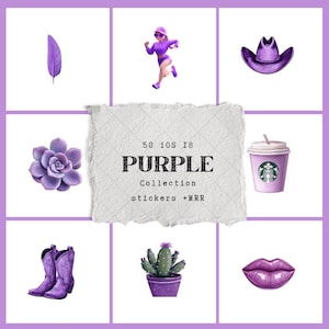 50 Purple Emoji Stickers | Aesthetic iMessage & Social Media Pack | MRR