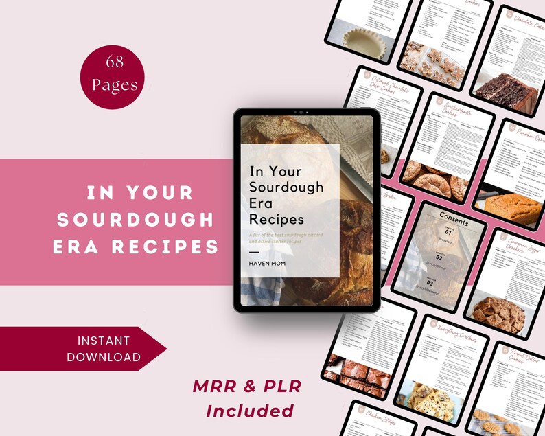 Sourdough Recipe Book PDF | 60+ Starter & Discard Recipes | Bread, Muffins, Desserts, Meals | Digital Download Cookbook | PLR MRR image 2