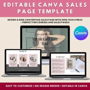CourseCoach Sales Page Template | Editable Canva Sales Funnel for Coaches & Course Creators | Digital Download
