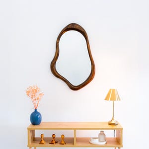 Walnut Wood Mirror , Unique Style Wall Mirror , Recycled Wood Mirror ,Antique Bathroom Mirror , Rustic Wood Mirror , Homeowner Gift