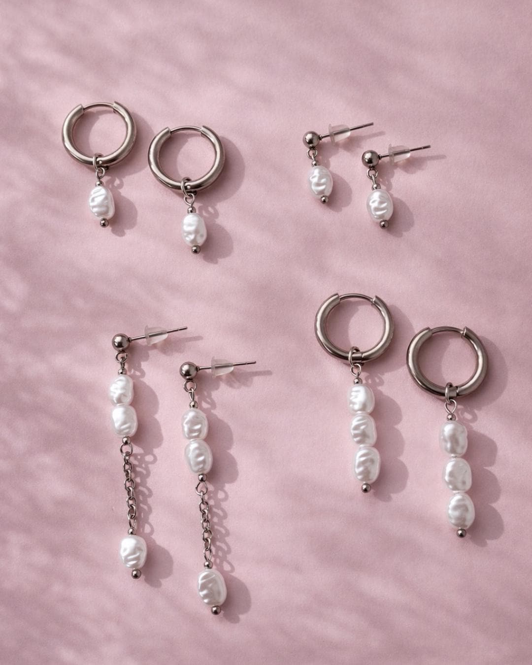 Orecchini Pendenti A Cerchio Con Perle D'acqua Dolce Naturali Barocche 7-8mm, Placcati Oro