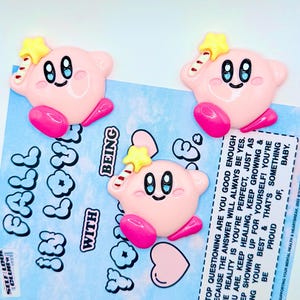 Large Kirby Charms | Flatback resin | Kirby Cabochon Charms | Decoden Charms | Junk Journal Charms | Jewelry Making | Embellishments |