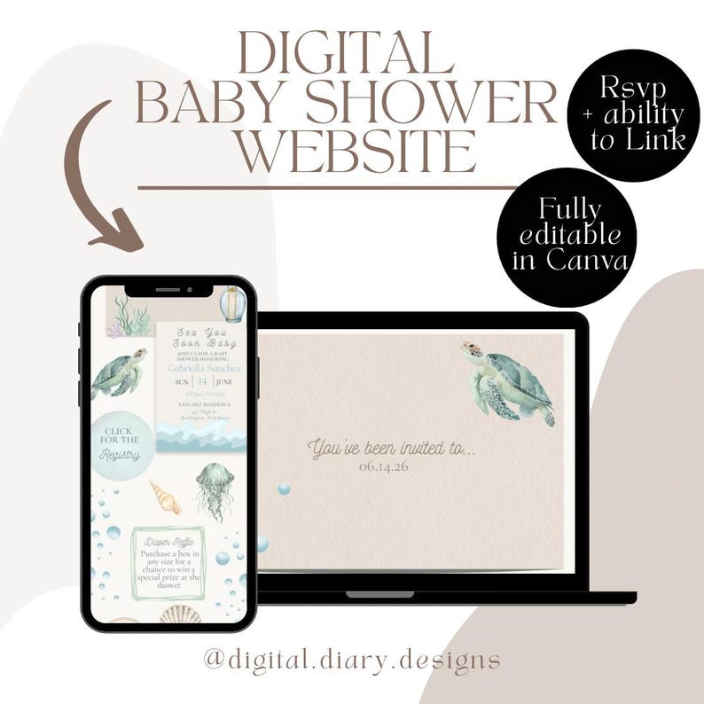 Sea You Soon – Baby Shower Website Template | Editable Canva Design ...