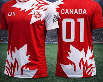 Canada Soccer Jersey – World Cup 2026 Fan Shirt Red White Unisex