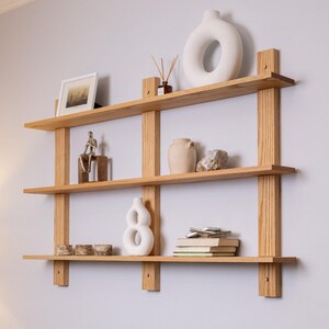 Modern Three Tier Wood Floating Wall Shelf: Plant Display