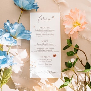 Menú de boda personalizado Wildflower Meadow, invitación de verano, invitación de primavera