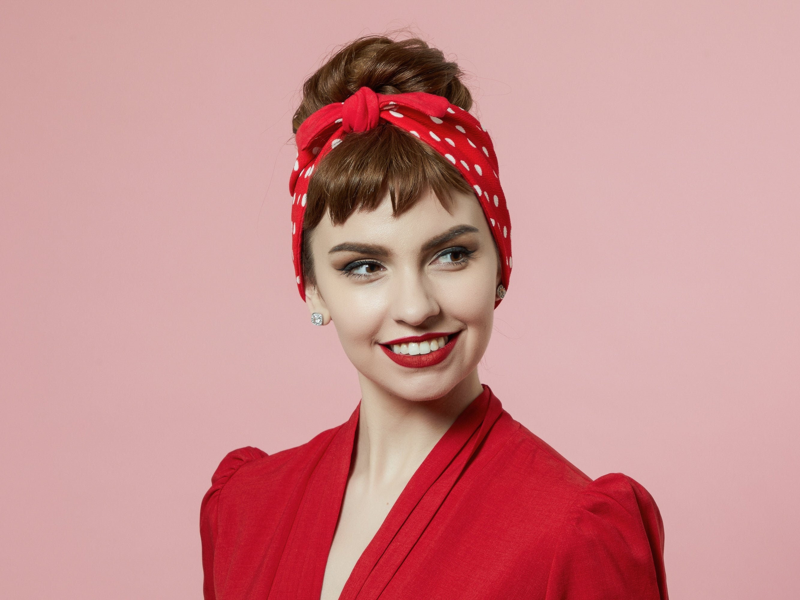 Rockabilly Headband with Bow Red Polka dots Headband 50s Etsy 日本