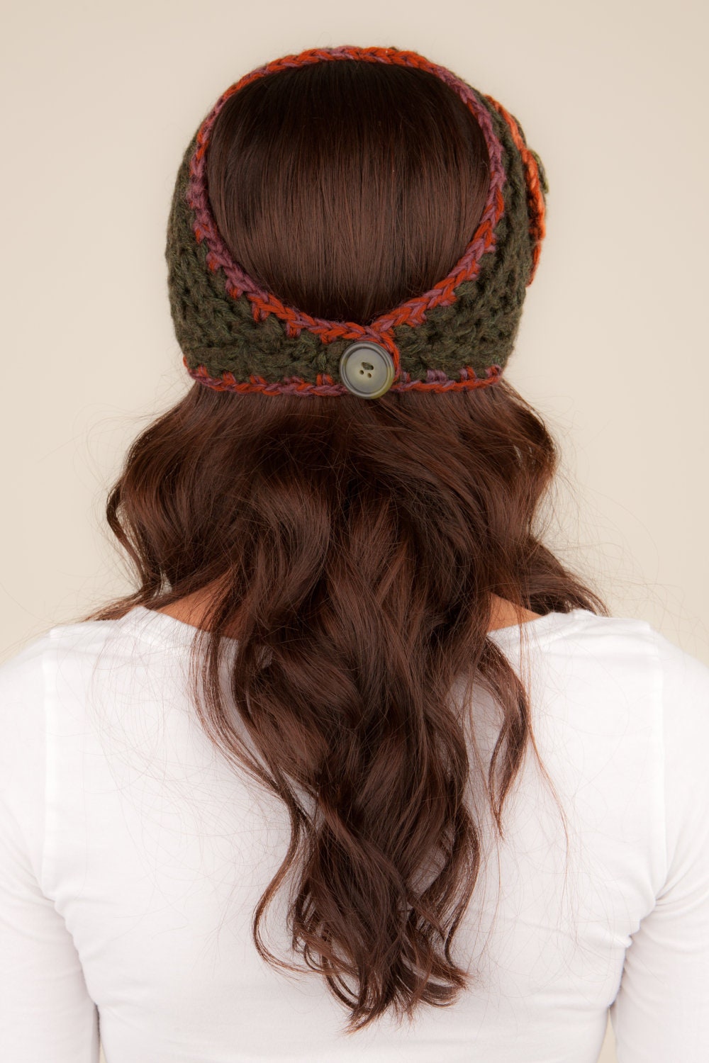 Wool headband knit headband with flower ear warmer wool Etsy