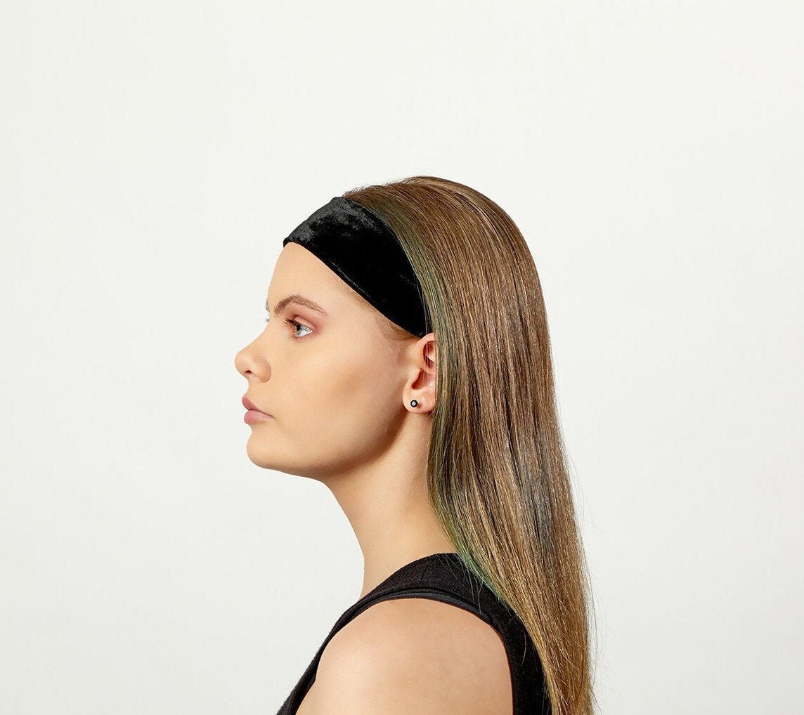 Black Velvet Headband Black Head Wrap Skinny Fabric Etsy