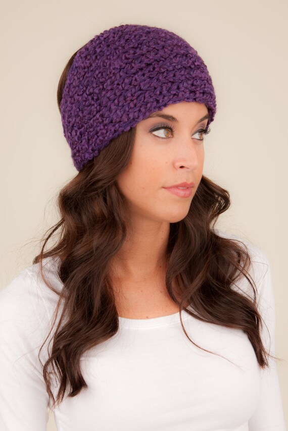 Wool Headband Purple Knit Headband Winter Headband Purple Etsy