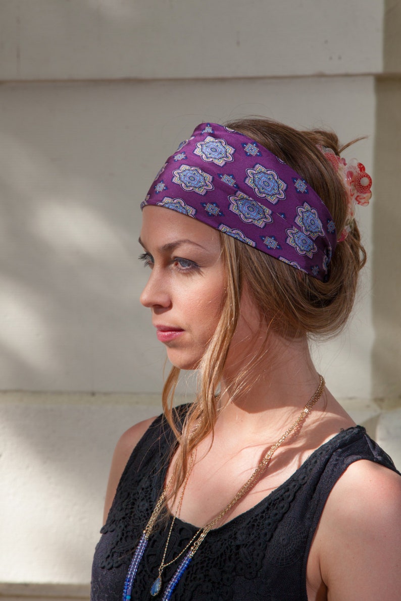 Silk Headband Silk Head Wrap Purple Headband Summer Etsy Sweden