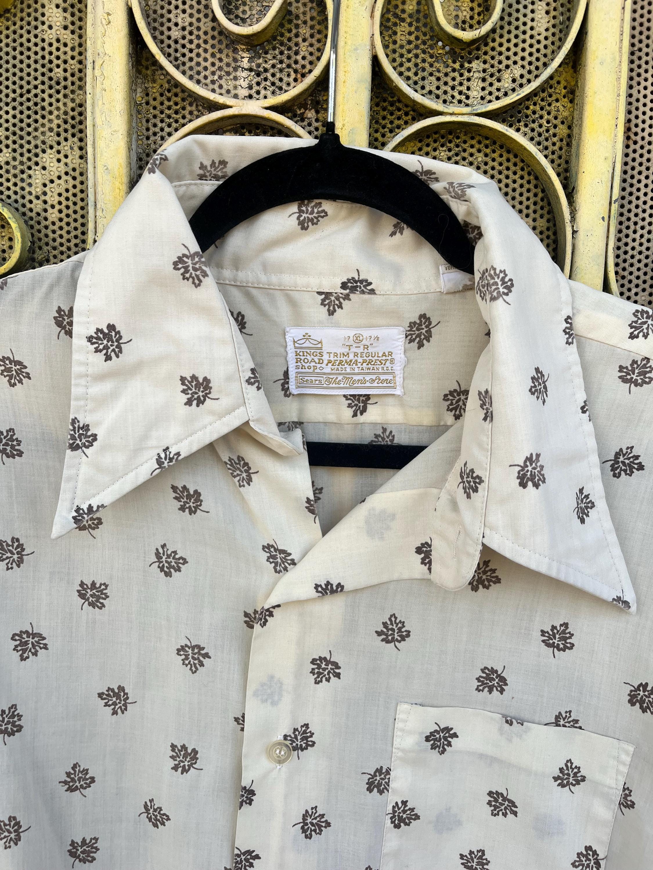 Kings Road Sears Vintage Shirt Button 70s Perma-Prest Perma Prest 