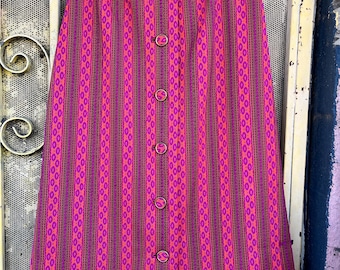 Falda psicodélica rosa chicle vintage de los 80, corte en A, talla mediana
