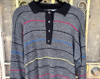 Suéter de punto a rayas vintage de los años 80