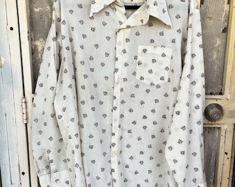 Camisa vintage de los 70, marca Sears's Perma-Prest, talla L, Kings Road.
