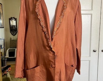 Vintage 80’s Peach Silk Sports Coat Size M