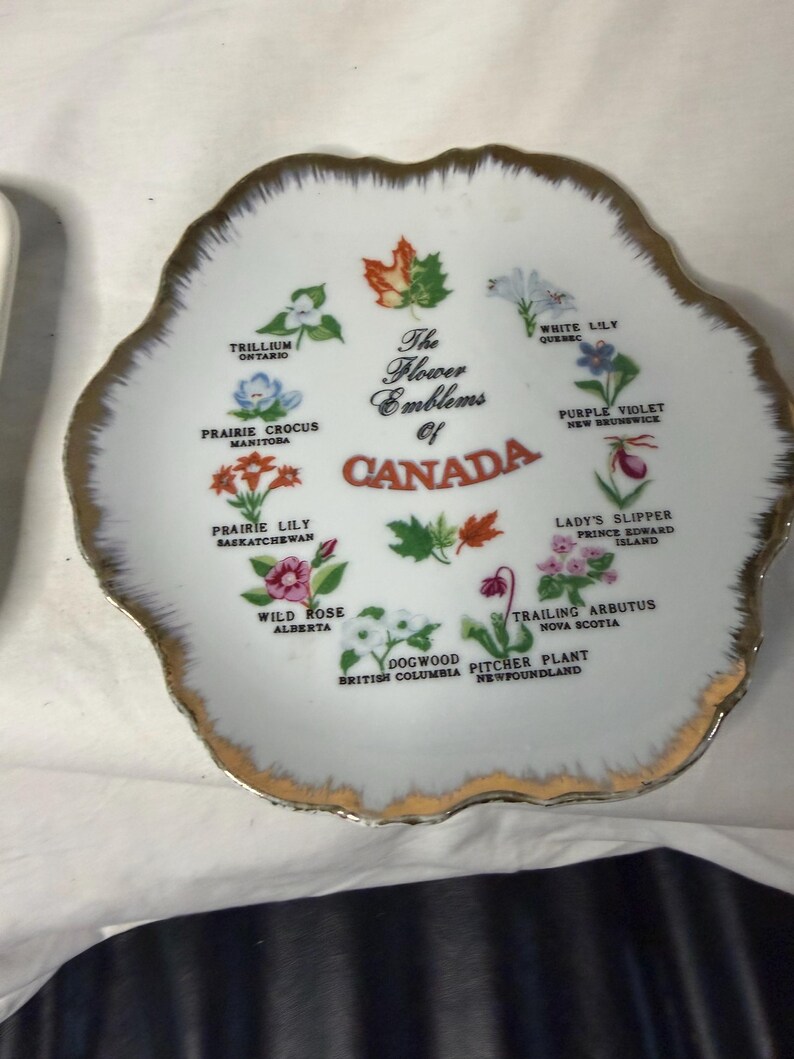 Canadian Style Emblems Flower Emblems of Canada Souvenir Plate - Etsy