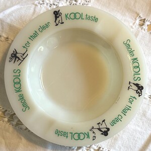 kool cigarette ashtray Vintage Cigarettes Glass Round Advertisement Ashtray Smoke Kools for That Clean Kool Taste Retro Ashtray Decor Catchall kool cigarette ashtray Cool Ashtray