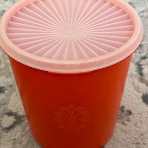 Vintage 1970s Tupperware Medium Orange Canister