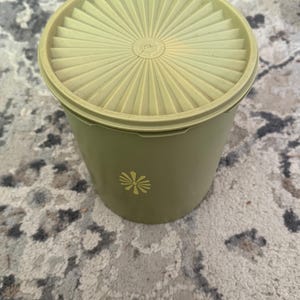 Vintage Tupperware Canister Large Olive Green