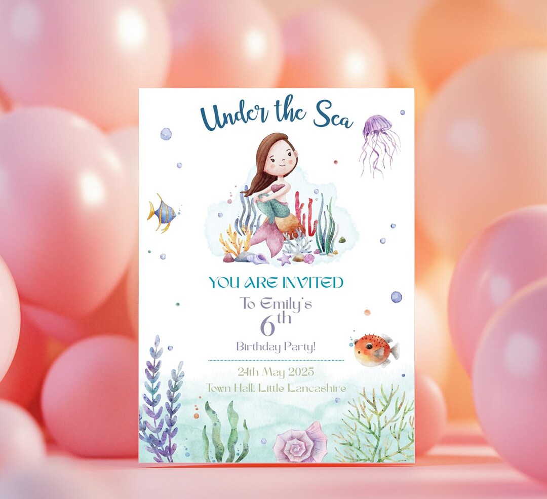 Editable Under the Sea Canva Template Invitation - Etsy