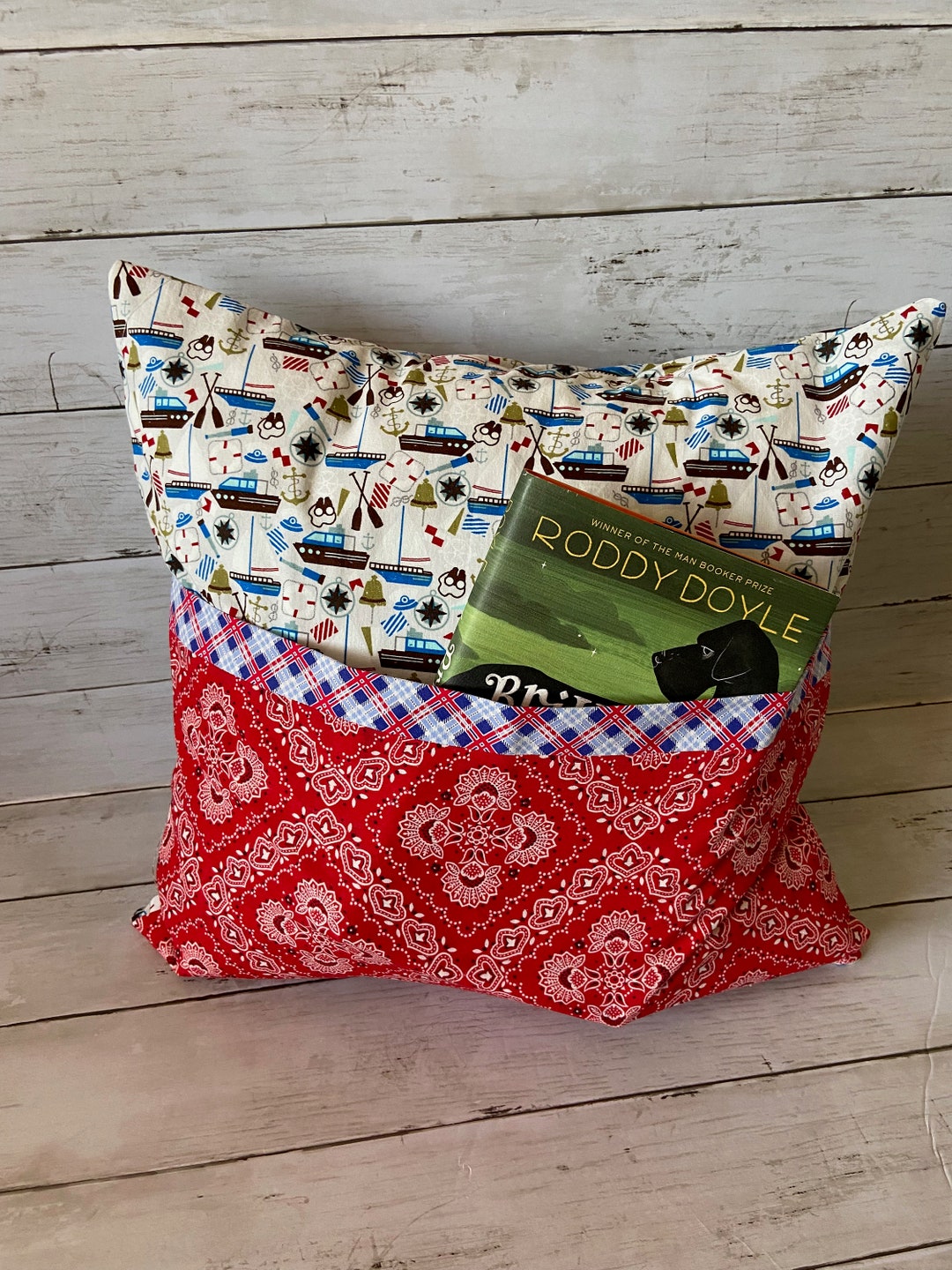 Book Pocket Reading Pillow Cover. Perfect for Any Reader...add Your