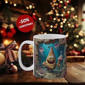 Sponge 3D Mug, Depth Effect, Patrick, Unique 11oz Cup for Tea and Coffee, Gift for Cartoon Fans, Bob Mugs, 3D effect,