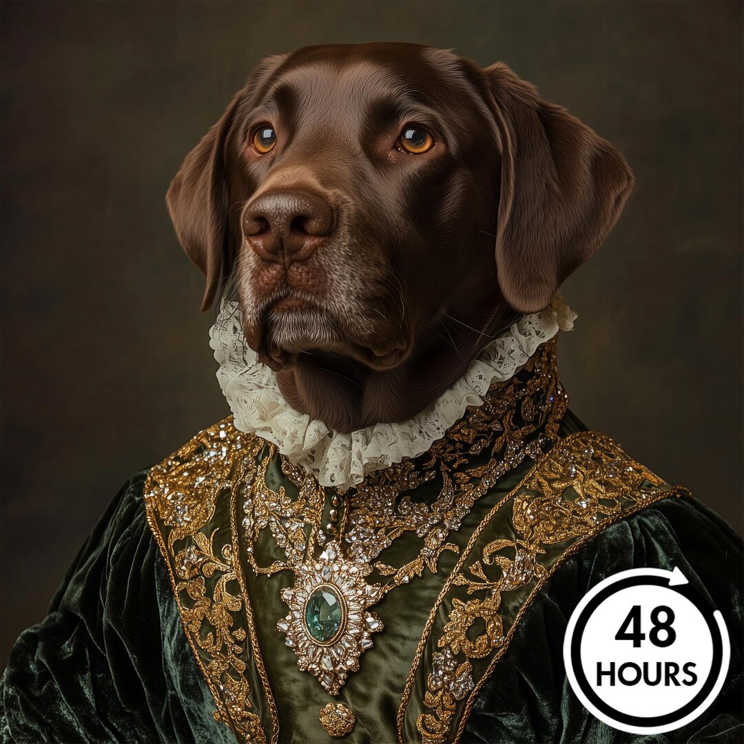 Custom Regal Dog Portrait, Royal Pet Painting From Photo, Personalized ...