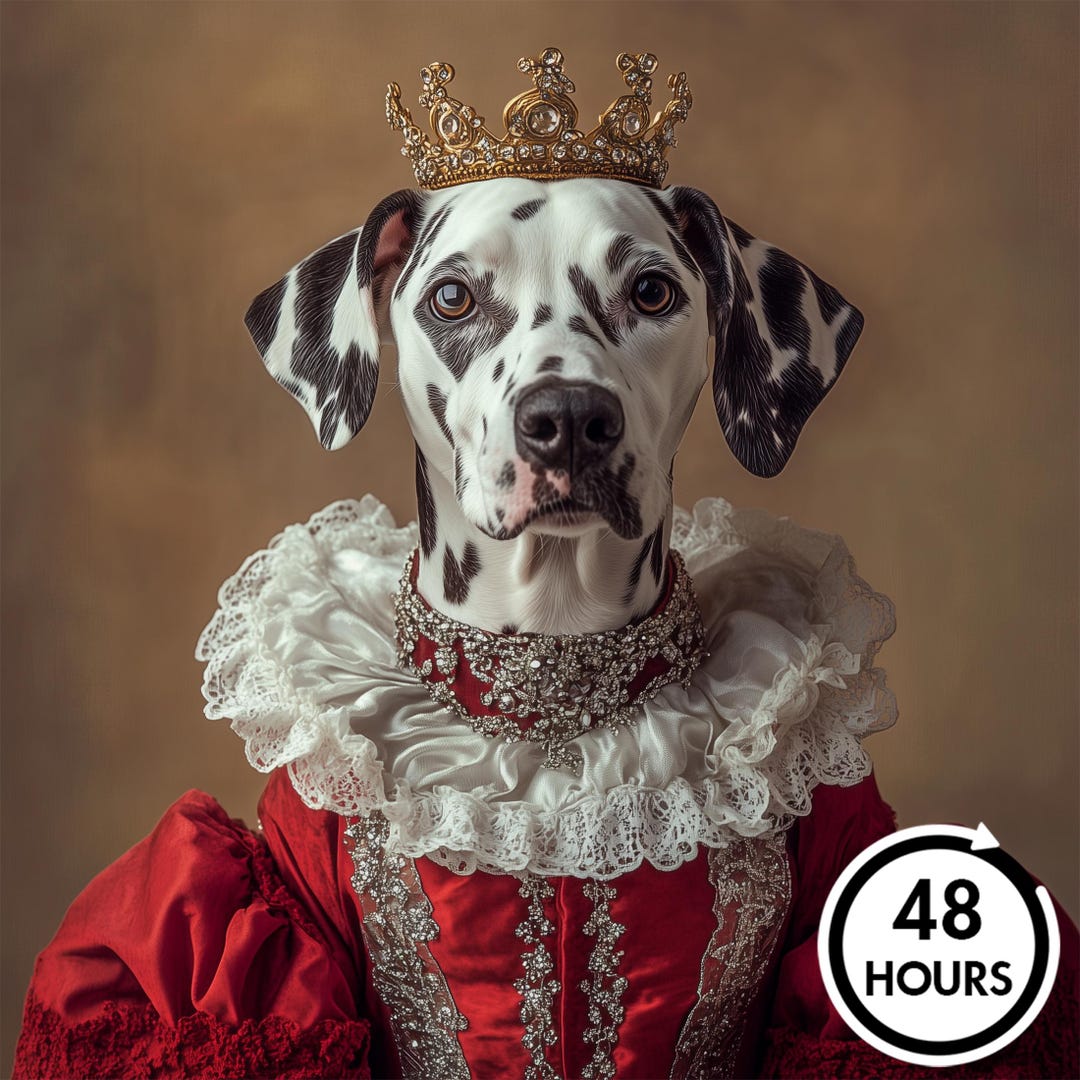 Custom Regal Dog Portrait, Royal Pet Painting From Photo, Personalized ...