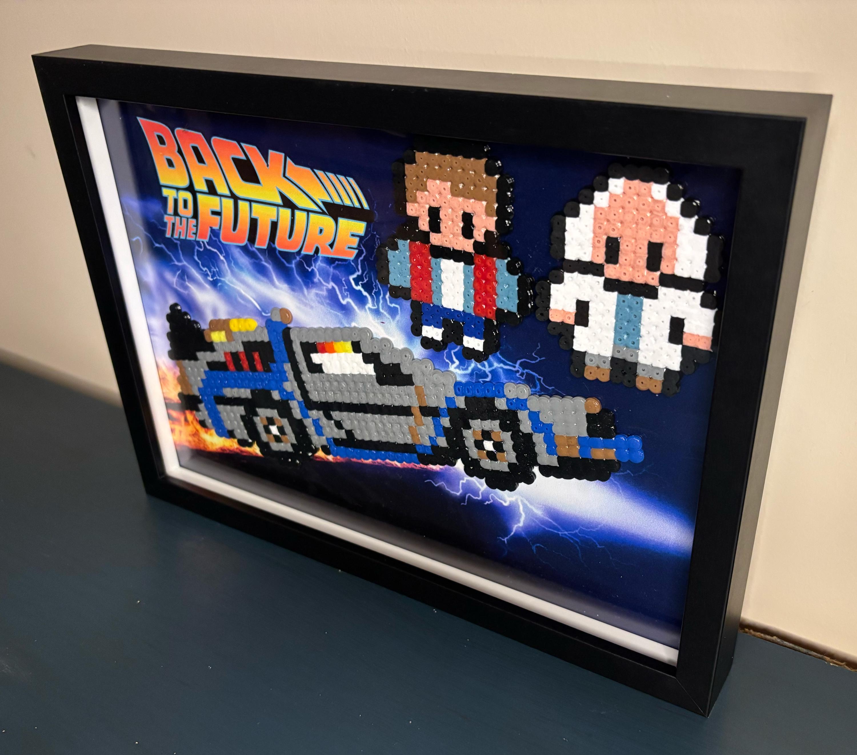 Back to the Future Handmade Perler Bead Poster Framed Retro Wall