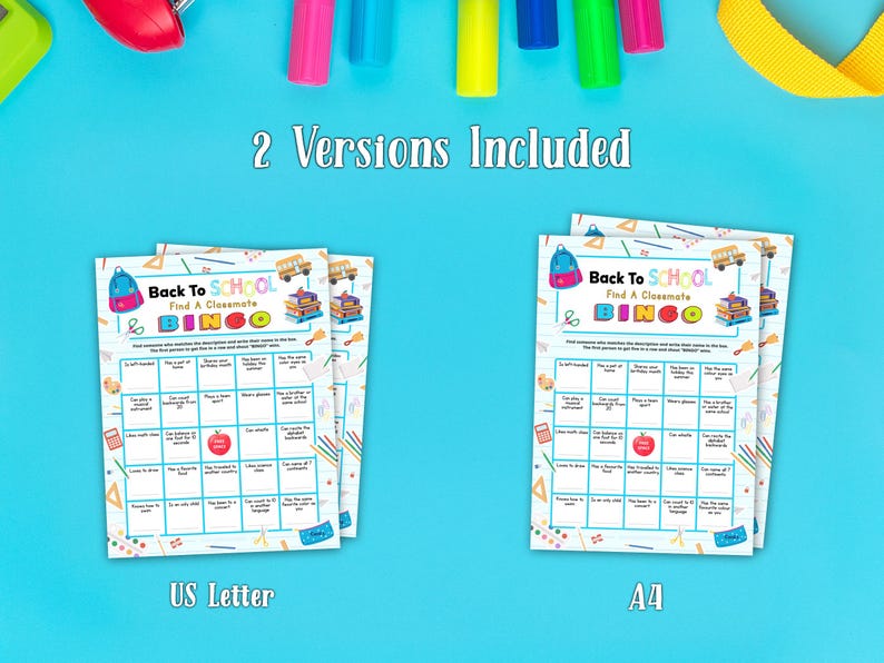 Back to School Bingo Cards, Printable Mingle Bingo Find A Classmate ...